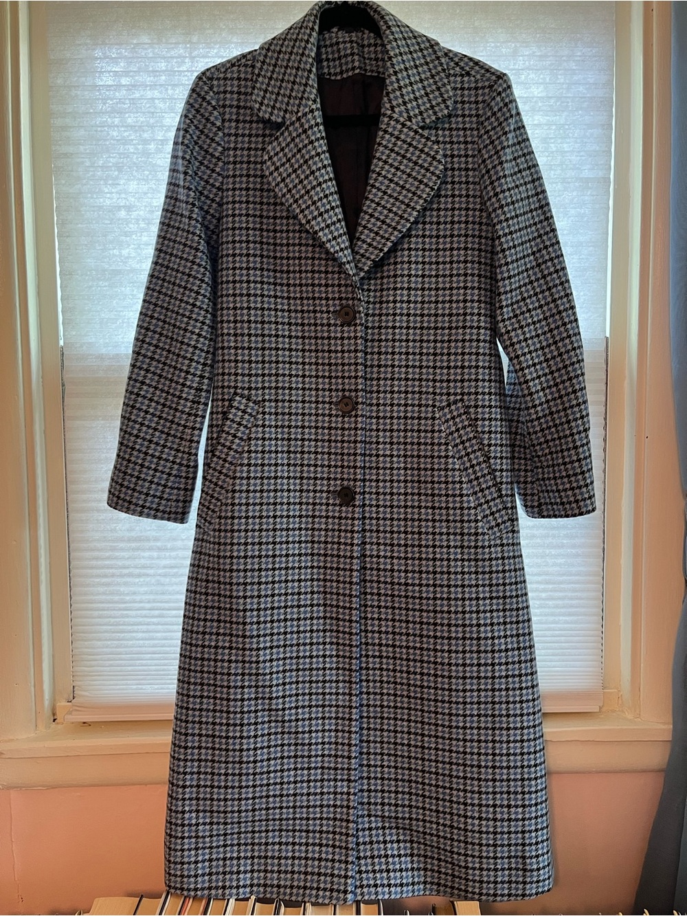 & Other Stories Black and White Houndstooth Long Coat